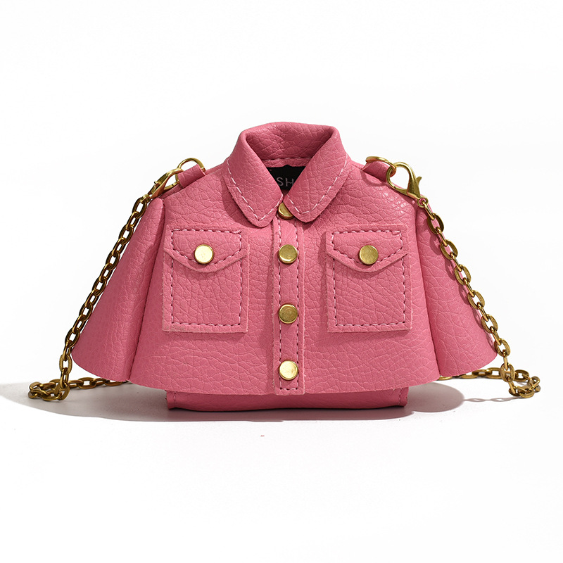 Mini Umhängetasche für Damen ⎜ Kreative Schultertasche in Jackenform mit Kette für Lippenstift und Essentials