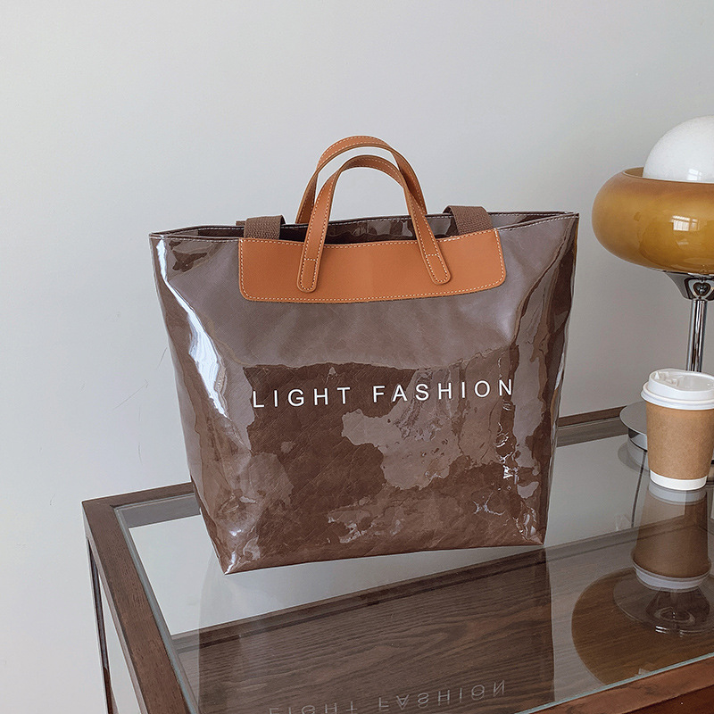 Lack Shopper Tasche Für Damen ⎜ Robuste Tragetasche Mit Modischem Schriftzug Und Viel Platz