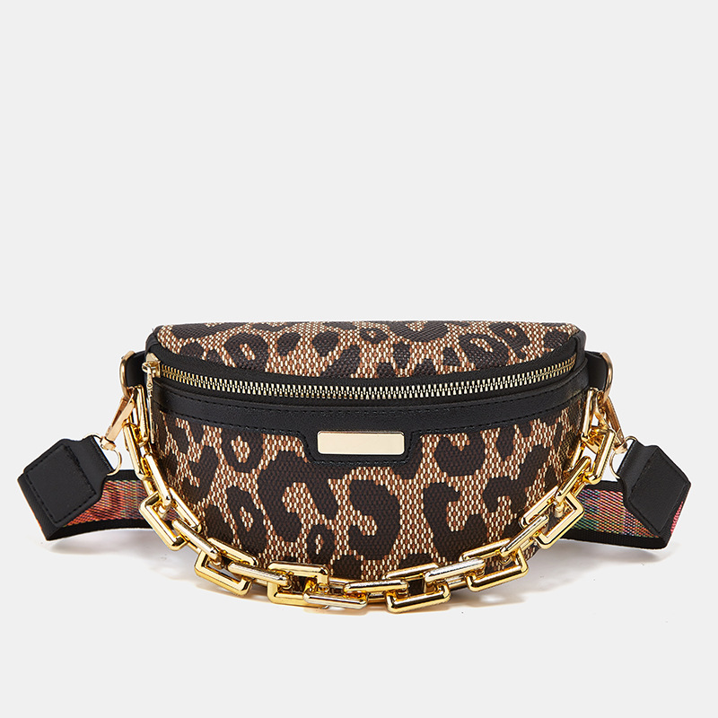 Bauchtasche für Damen ⎜ Modische Umhängetasche mit Kettenriemen und trendigem Muster für unterwegs