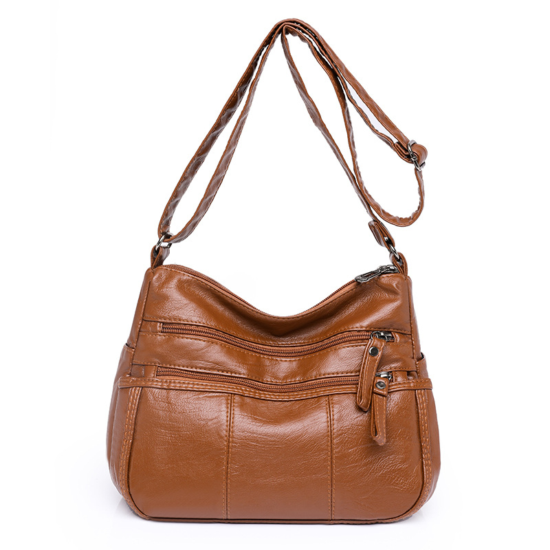 Umhängetasche für Damen ⎜ Weiche Schultertasche aus Lederoptik mit Reißverschlüssen und viel Stauraum für den Alltag