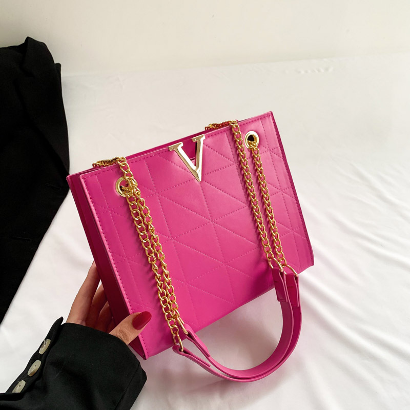 Handtasche für Damen ⎜ Modische Umhängetasche mit Kettenriemen im Retro-Stil für Alltag und Ausgehen