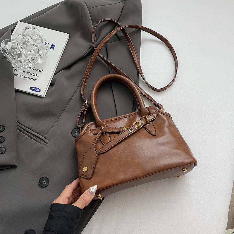Handtasche für Damen ⎜ Retro-Boston-Bag mit großem Stauraum und festen Henkeln für Alltag und Büro