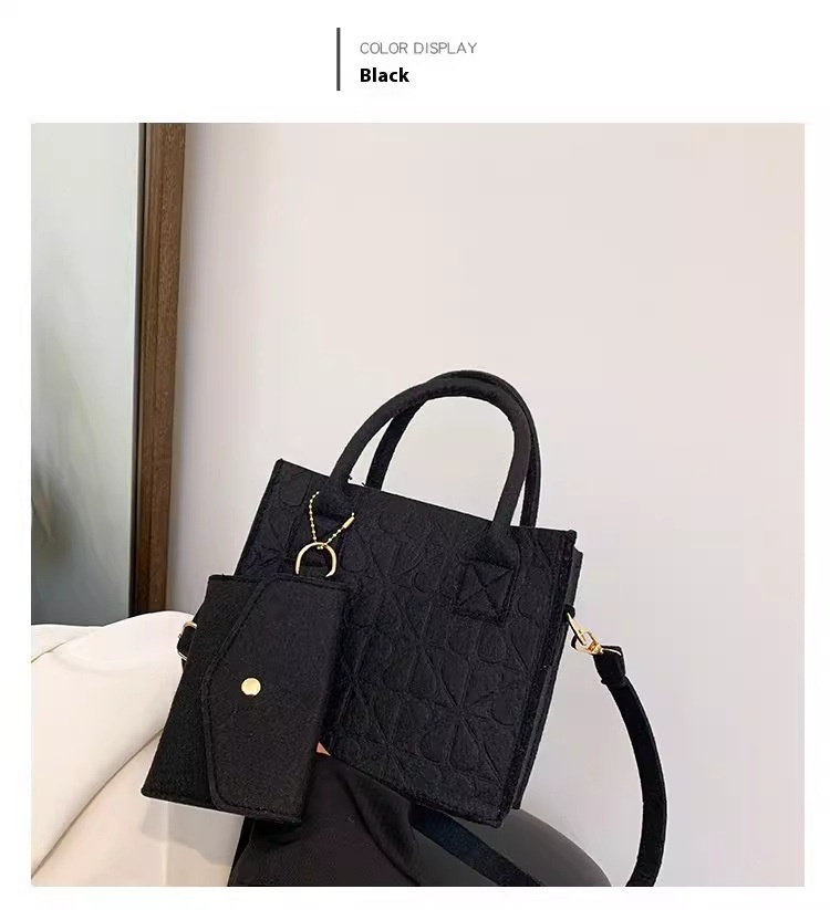 Filztasche Damen ⎜ Kleine Handtasche mit abnehmbarer Geldbörse und verstellbarem Schultergurt