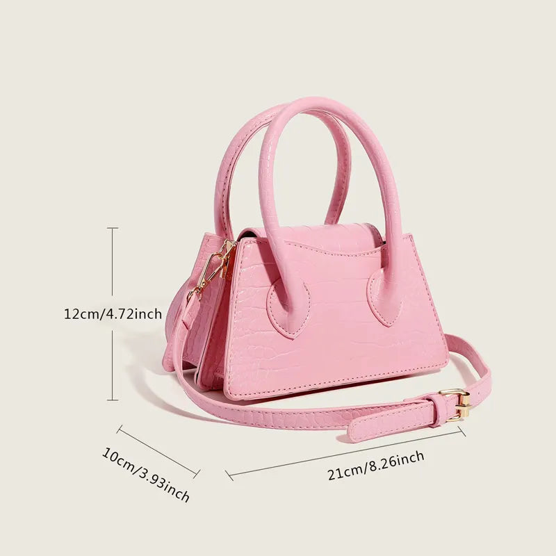 Handtasche für Damen ⎜ Kompakte Umhängetasche im Krokolook mit Tragehenkeln für stilvolle Alltags-Outfits