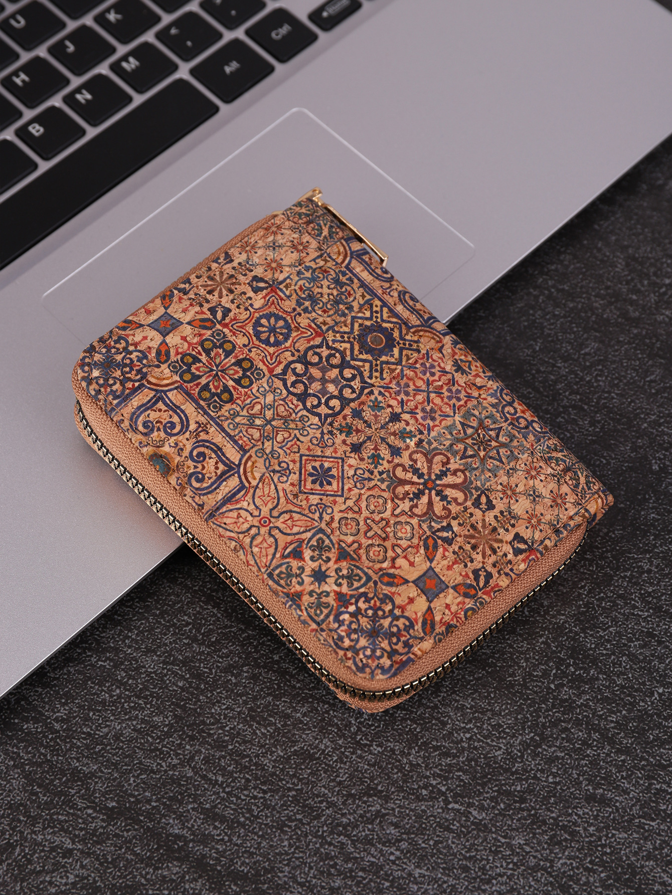 Kartenetui mit Reißverschluss ⎜ Kompakte Retro-Geldbörse für Damen und Herren im bunten Mandala-Design