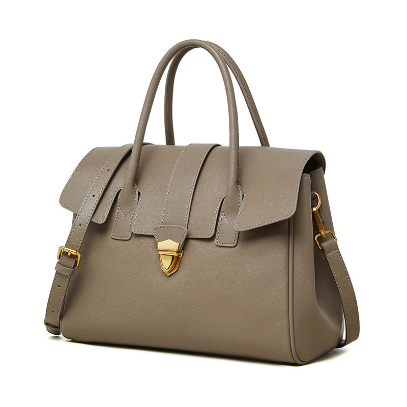 Leder Aktentasche für Damen ⎜ Geräumige Tragetasche im Retro-Stil mit Schultergurt für Alltag und Büro