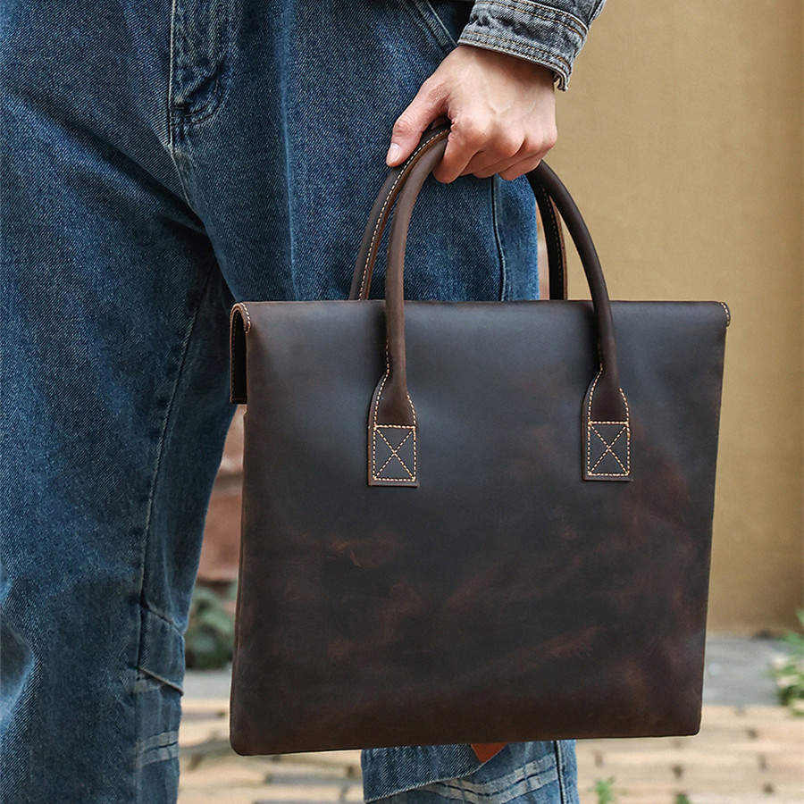 Leder Umhängetasche für Herren ⎜ Elegante Aktentasche mit robusten Griffen und klassischem Design