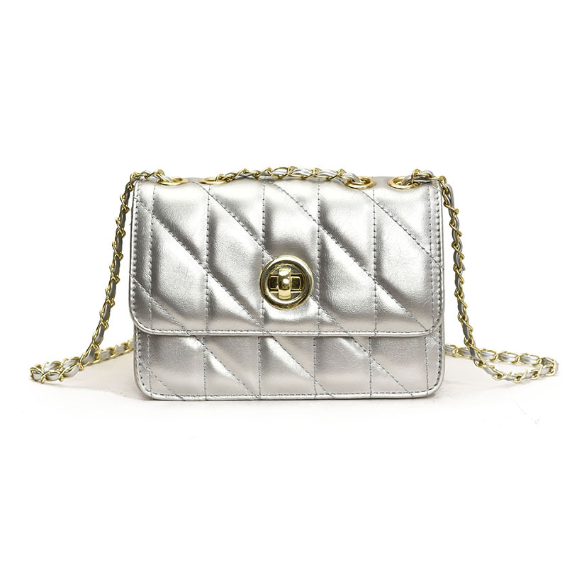 Damen Umhängetasche ⎜ Kleine gesteppte Handtasche mit Kettenriemen für Alltag und Ausgehen