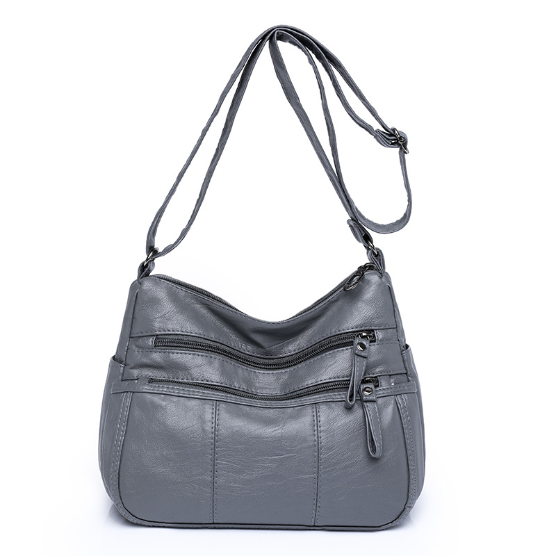 Umhängetasche für Damen ⎜ Weiche Schultertasche aus Lederoptik mit Reißverschlüssen und viel Stauraum für den Alltag