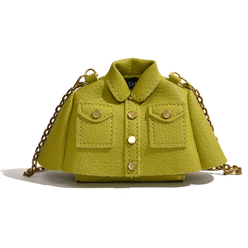 Mini Umhängetasche für Damen ⎜ Kreative Schultertasche in Jackenform mit Kette für Lippenstift und Essentials