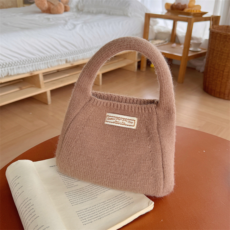 Handtasche für Damen ⎜ Weiche Tragetasche aus Wollstoff in Unifarben für stilvolle Outfits und Alltag