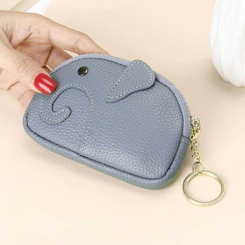 Damen Schlüsselanhänger Tasche ⎜ Mini Geldbörse mit Reißverschluss und süßem Elefantenmotiv