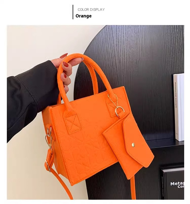 Filztasche Damen ⎜ Kleine Handtasche mit abnehmbarer Geldbörse und verstellbarem Schultergurt