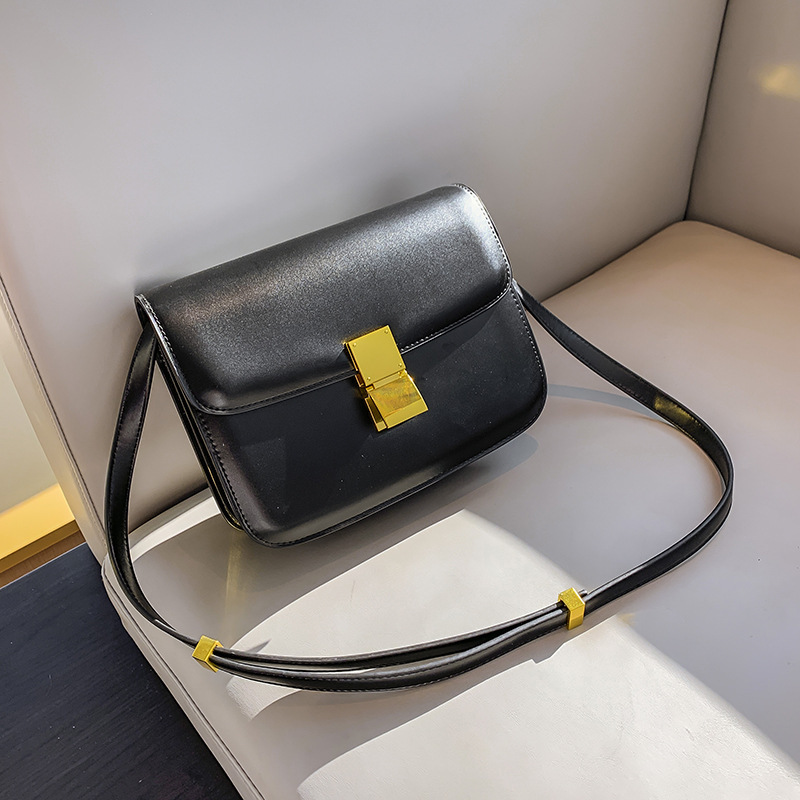 Retro Umhängetasche für Damen ⎜ Elegantes Design aus Leder mit goldener Schnalle und verstellbarem Träger