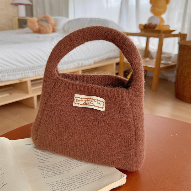 Handtasche für Damen ⎜ Weiche Tragetasche aus Wollstoff in Unifarben für stilvolle Outfits und Alltag