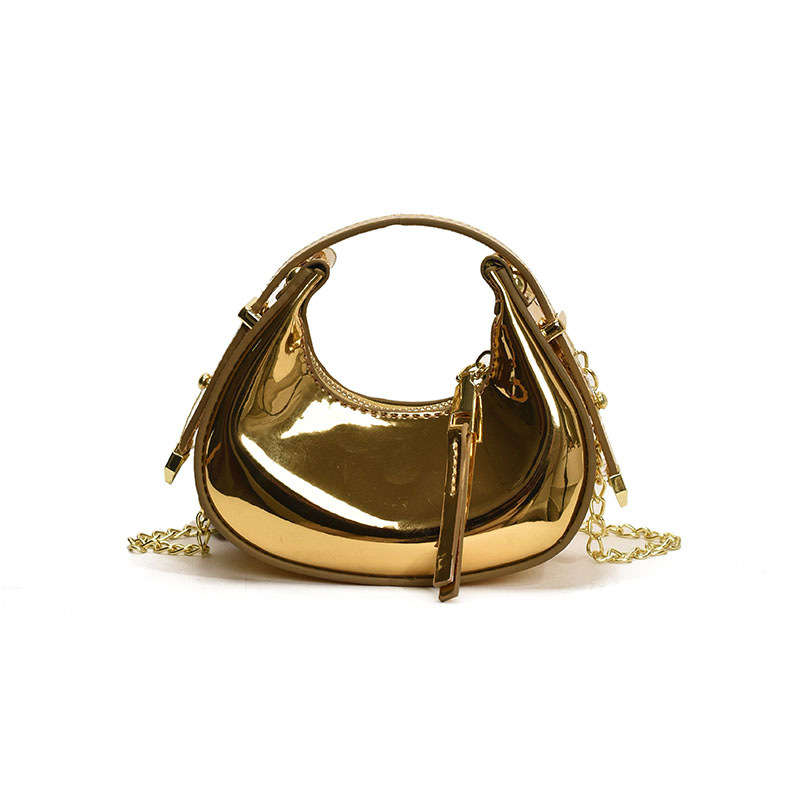 Damen Handtasche ⎜ Stylische Umhängetasche mit glänzendem Finish und praktischem Reißverschlussverschluss