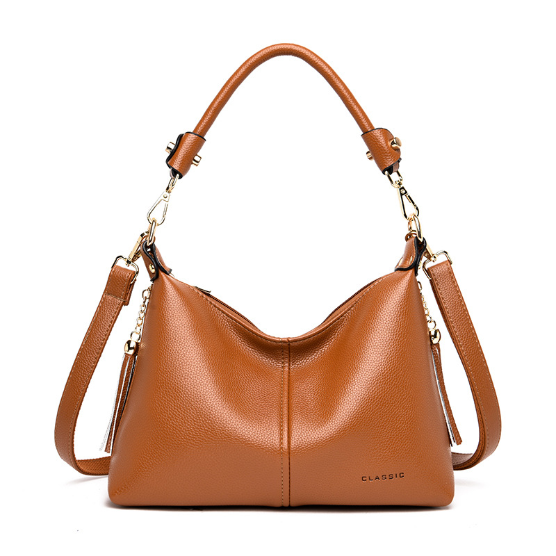 Handtasche für Damen ⎜ Weiche Schultertasche aus Leder mit abnehmbarem Gurt für Alltag und Freizeit