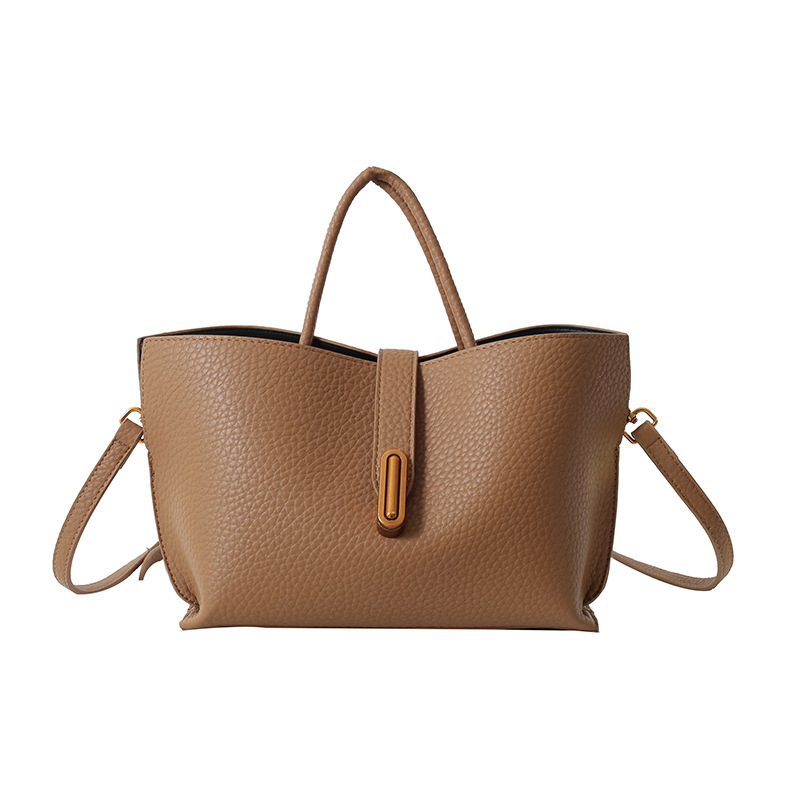 Handtasche für Damen mit Litchi-Prägung ⎜ Modische Schultertasche mit Reißverschluss und viel Stauraum