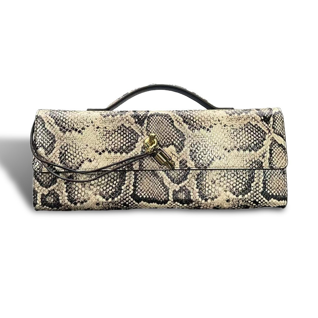 Abendtasche für Damen ⎜ Edle Handtasche mit Schlangenmuster und Griff für formelle Anlässe und Dinner Events