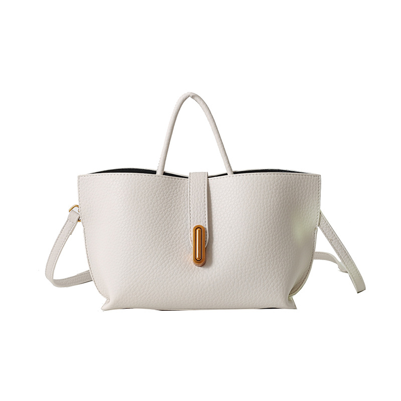 Handtasche für Damen mit Litchi-Prägung ⎜ Modische Schultertasche mit Reißverschluss und viel Stauraum