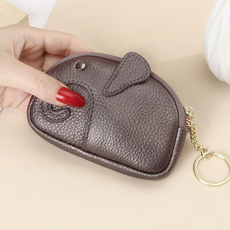 Damen Schlüsselanhänger Tasche ⎜ Mini Geldbörse mit Reißverschluss und süßem Elefantenmotiv
