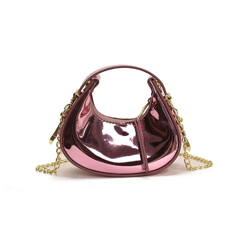 Damen Handtasche ⎜ Stylische Umhängetasche mit glänzendem Finish und praktischem Reißverschlussverschluss