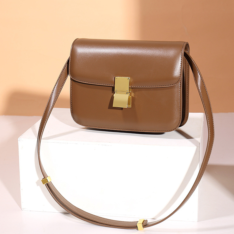 Retro Umhängetasche für Damen ⎜ Elegantes Design aus Leder mit goldener Schnalle und verstellbarem Träger