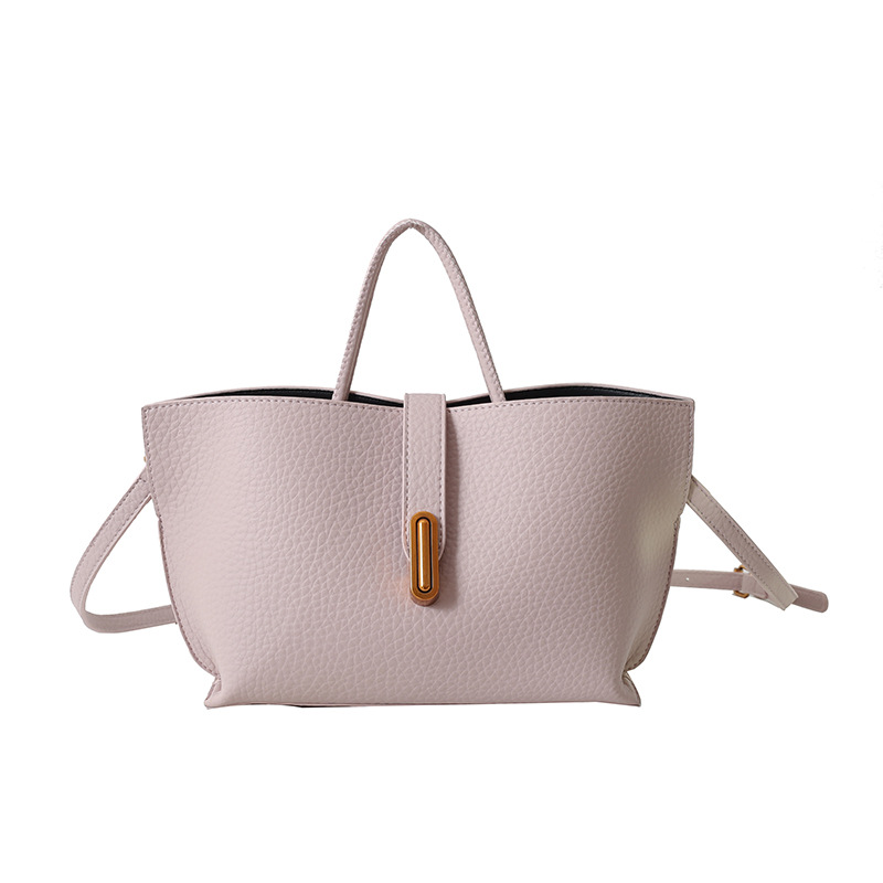 Handtasche für Damen mit Litchi-Prägung ⎜ Modische Schultertasche mit Reißverschluss und viel Stauraum