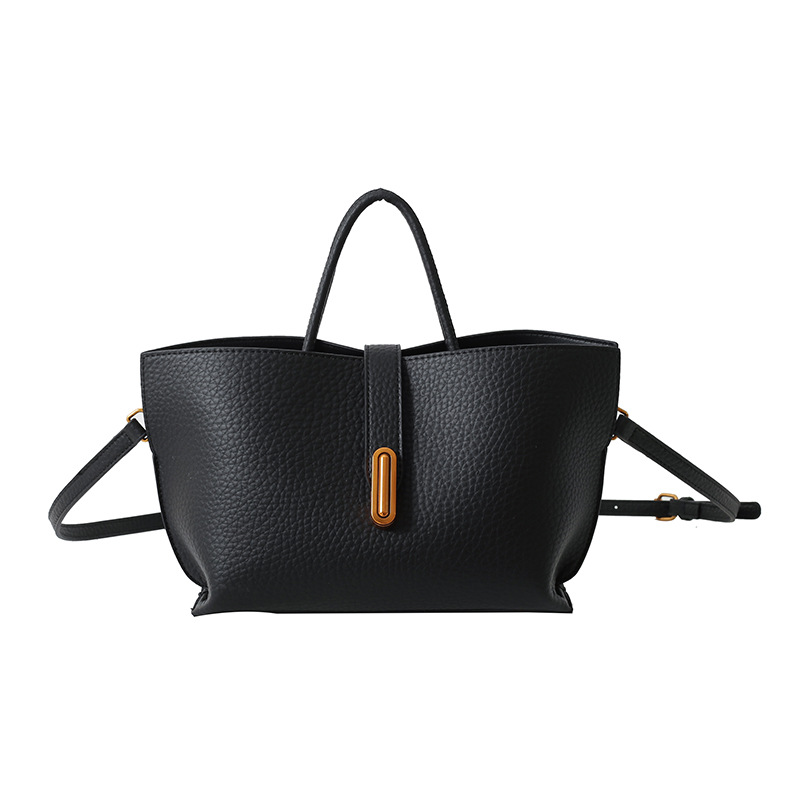 Handtasche für Damen mit Litchi-Prägung ⎜ Modische Schultertasche mit Reißverschluss und viel Stauraum