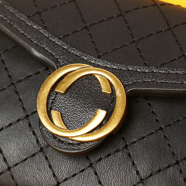 Damen Geldbörse mit Druckknopf ⎜ Kurze Brieftasche mit Rautensteppung und Fächern für Karten und Münzen