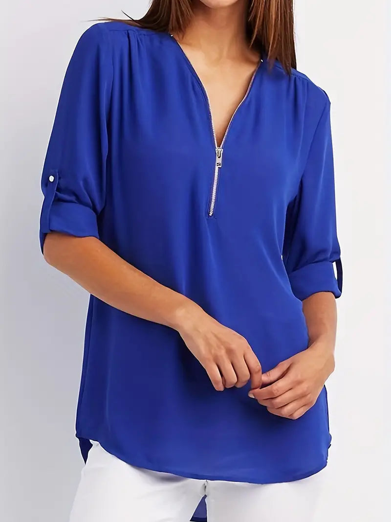 Sandy - Freizeitbluse Mit V-ausschnitt