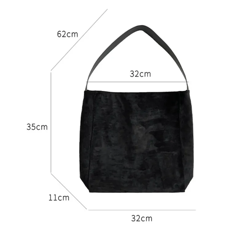 Schultertasche für Damen ⎜ Große Vintage-Tote aus Wildlederoptik mit weichem Griff für Herbst und Winter