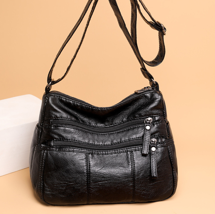 Umhängetasche für Damen ⎜ Weiche Schultertasche aus Lederoptik mit Reißverschlüssen und viel Stauraum für den Alltag