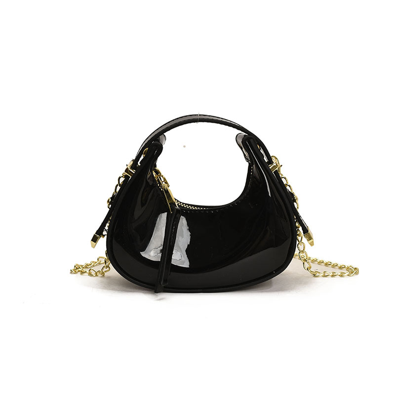 Damen Handtasche ⎜ Stylische Umhängetasche mit glänzendem Finish und praktischem Reißverschlussverschluss