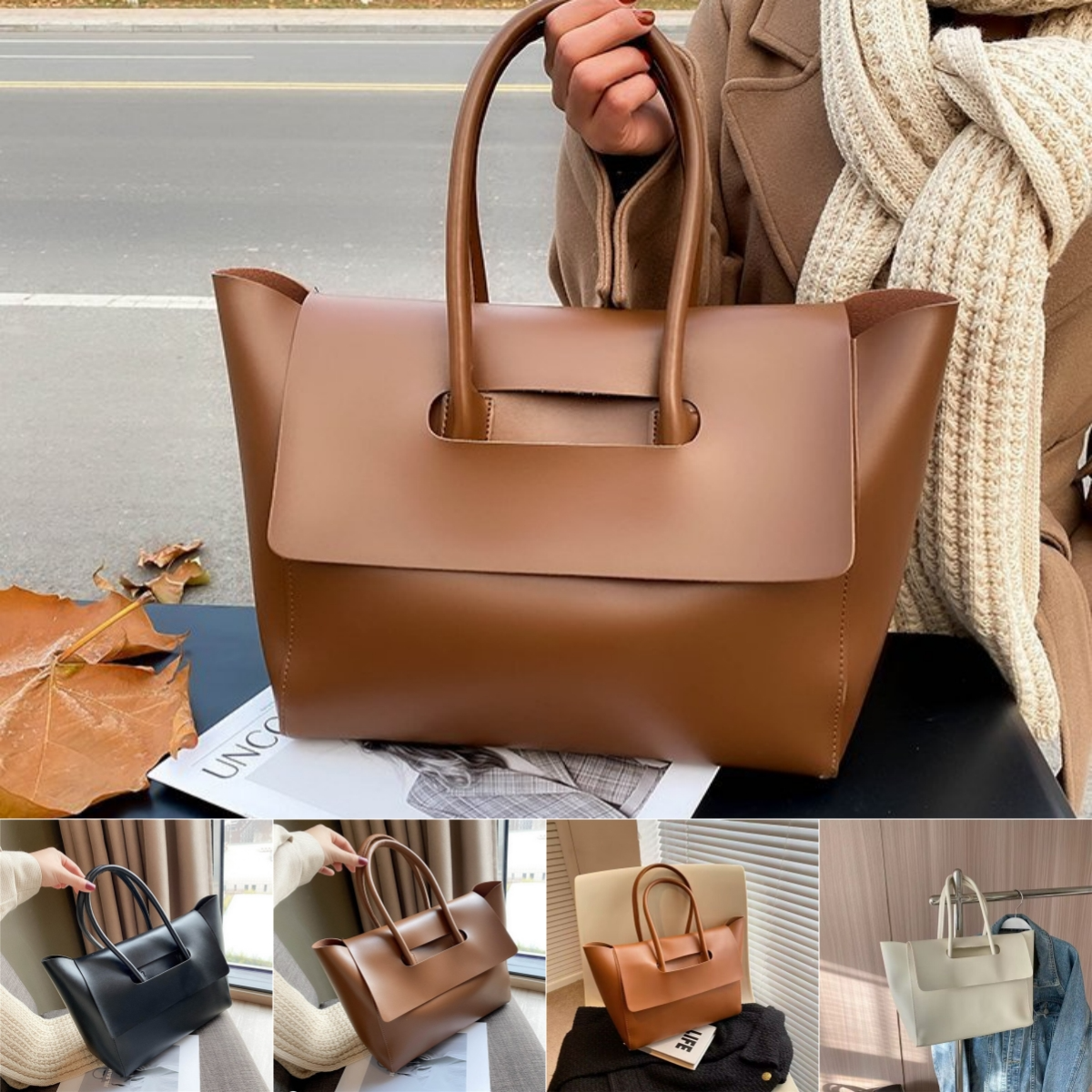 Handtasche für Damen ⎜ Große Schultertasche mit viel Stauraum und schlichtem elegantem Design