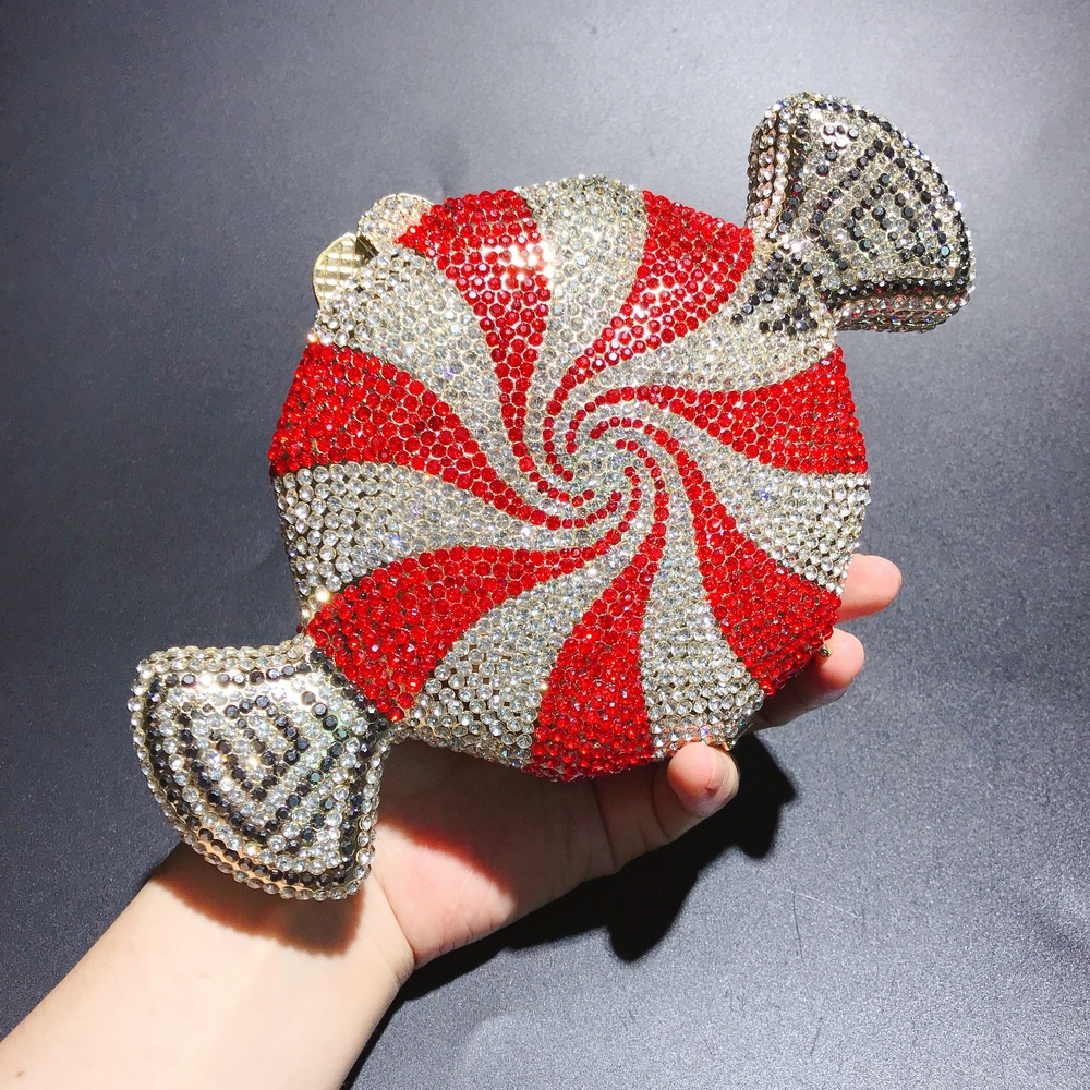 Kristall-Clutch für Damen  Glitzernde Tasche im Bonbon-Design mit funkelnden Strasssteinen