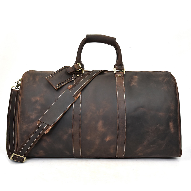 Leder Reisetasche für Herren ⎜ Robuste Umhängetasche mit verstellbarem Riemen und Stauraum