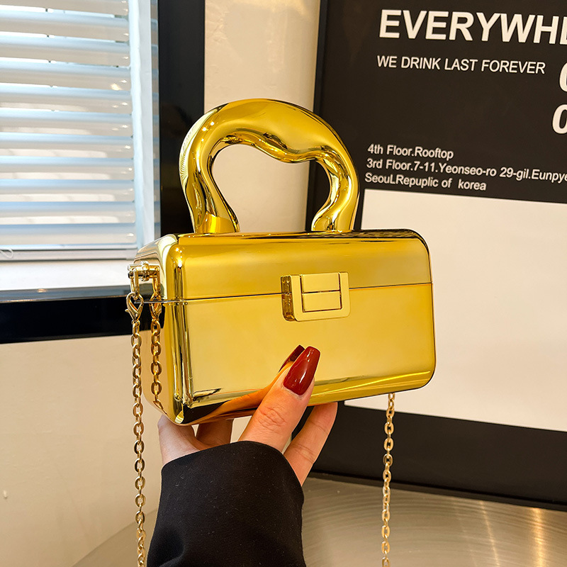 Umhängetasche für Damen ⎜ Glänzende Acryl-Clutch mit Kettenriemen für Partys und besondere Anlässe