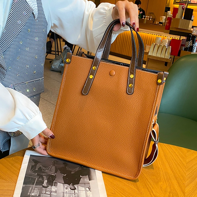 Business Handtasche für Damen ⎜ Große Ledertasche mit Schulterriemen und stabilem Griff