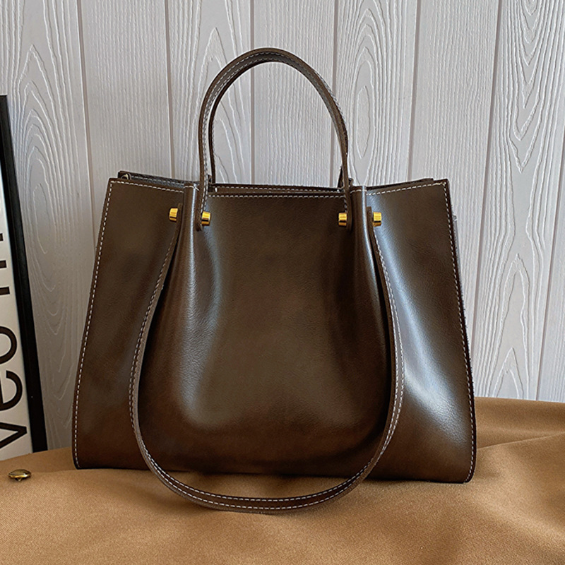 Handtasche für Damen ⎜ Stilvolle Schultertasche in Retro-Optik mit festen Henkeln für Büro und Alltag