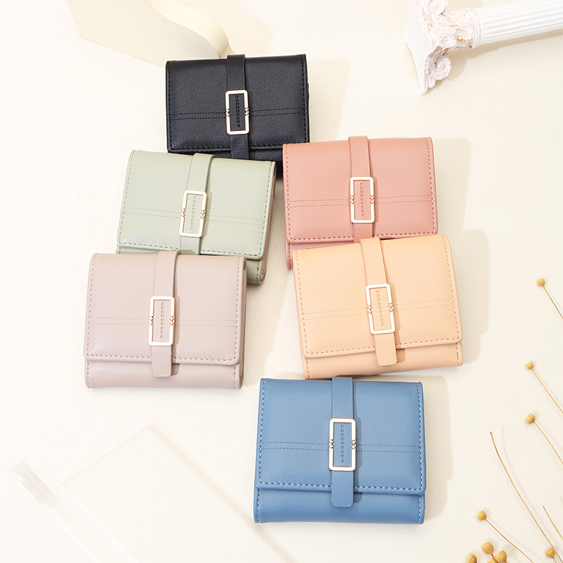 Damen Faltbare Geldbörse mit Riegelverschluss ⎜ Kompakte Brieftasche mit Münzfach und Kartenfächern für den Alltag