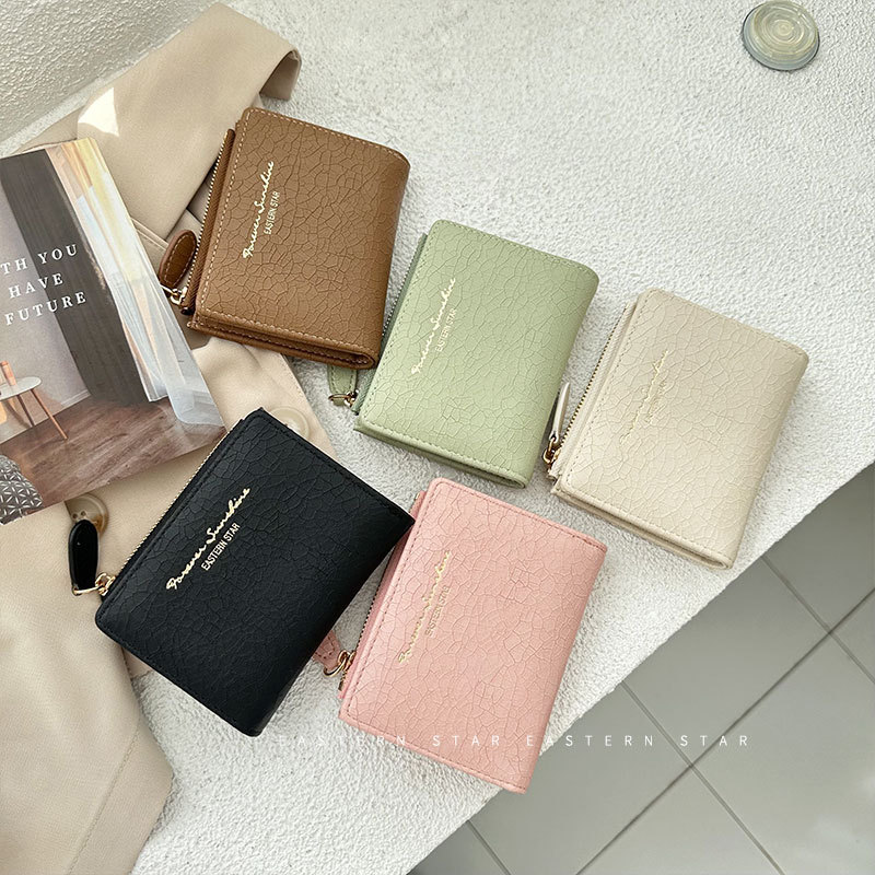 Damen Faltbare Geldbörse ⎜ Kompakte Retro-Brieftasche mit Reißverschlussfach und elegantem Design