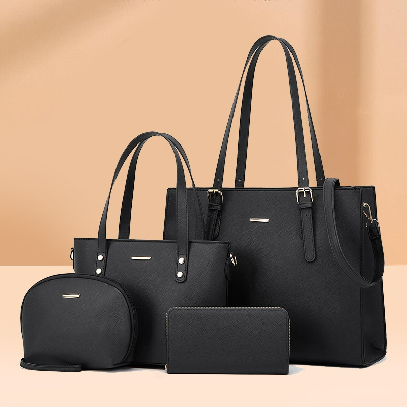 Taschenset für Damen ⎜ 4-teiliges Set mit Schultertasche, Handtasche, Kosmetiktasche und Portemonnaie