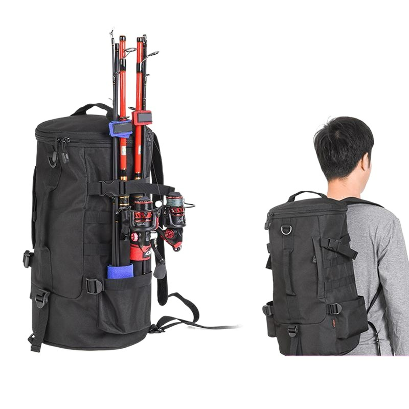 Anglertasche für Herren ⎜ Multifunktionale Schultertasche mit Halterung für Ruten und Zubehör für Outdoor-Angeltouren