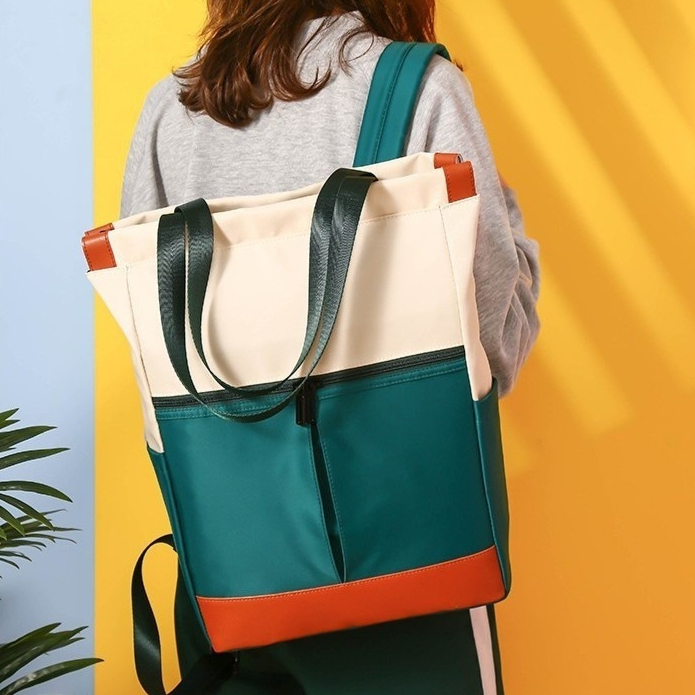 Damen Rucksack ⎜ Trendiger Freizeitrucksack mit Farbkontrast für Alltag und Reisen