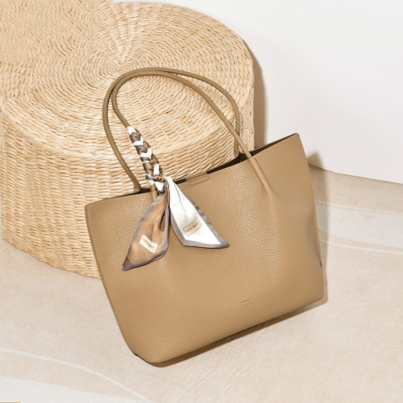 Shopper Tasche für Damen ⎜ Elegante Tragetasche mit großer Kapazität und Tuch-Detail für Büro und Freizeit