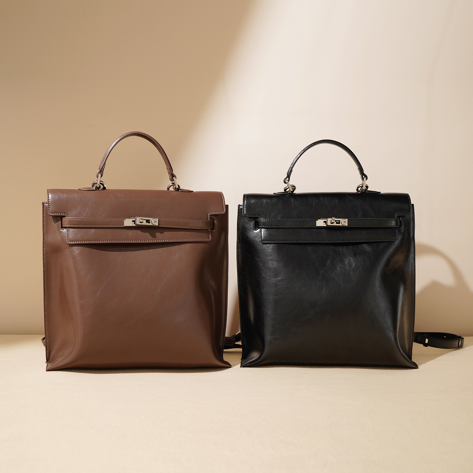Rucksack für Damen ⎜ Eleganter Leder-Rucksack mit Tragegriff und großer Kapazität für Alltag und Büro