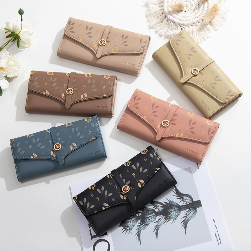 Clutch für Damen ⎜ Bedruckte Langbörse mit Druckknopf und großem Stauraum für Karten und Bargeld