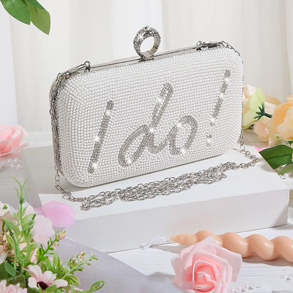 Abendtasche für Damen ⎜ Elegante Handtasche mit I Do-Verzierung und funkelnden Strasssteinen
