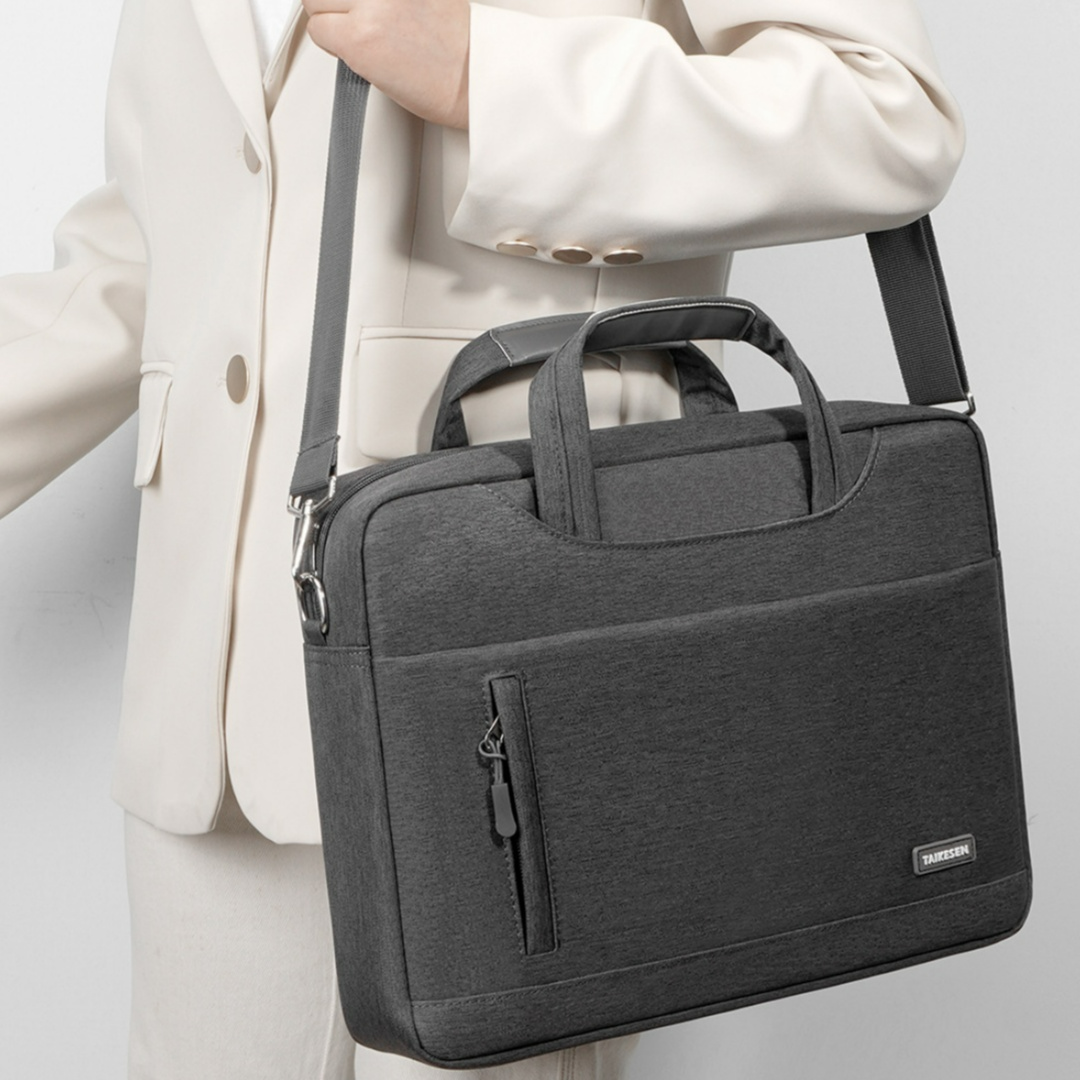 Laptoptasche für Damen ⎜ Minimalistische Tragetasche in Unifarben mit Reißverschluss und Polsterung für Büro und Uni